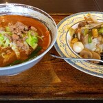王府 - ランチのラーメンセット、台湾味噌ラーメンと中華飯
