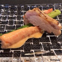 DADA - Poulet gril ,Fricassée d'asperges vertes et crevettes