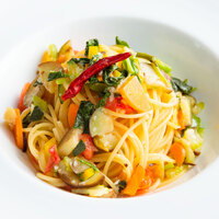 南知多 とりのさと農園さんの有機野菜とソーセージのペペロンチーノ スパゲッティ