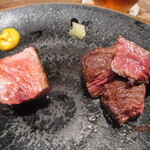 鳥茂 - 牛ロースステーキ、牛ハラミステーキ