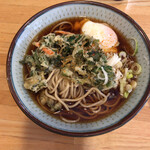 福そば - 春菊天かじりのせ　温玉そば
