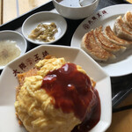 大阪王将 - 弾む焼豚いつかの初恋オムライス 餃子セット 1029円