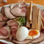 俺のラーメン あっぱれ屋 - 『スーパーつけ麺（中）』に、メンマ、玉子、チャーシュー増量～♪(^o^)丿