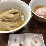 らあめん サンド - 全部揃いました！昆布水つけ麺。