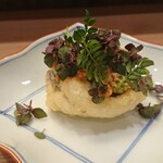 すし処 みや古分店 - 穴子の天ぷらに余市のあん肝、香草