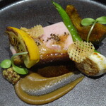 レストラン ラ・フロレゾン・ドゥ・タケウチ - ～LA CAILLE～千葉県産花悠豚の炭火焼きと季節野菜のロースト エシャロットピューレと香り高いジュのソース