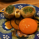 やさい串巻き なるとや - ベーコン巻、卵黄がたまりましぇん\(//∇//)\