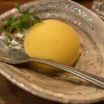 やさい串巻き なるとや - 最後はみかんシャーベットです