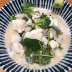 寿製麺 よしかわ - 真鯛エスプレッソのスープをめし割にかけて