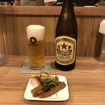 麺処 ほん田 - 「瓶ビール」500円とおつまみ