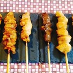 Yakitori Matsukasa - つくね、皮、もも、レバー、ぼんじり、ねぎま。です。