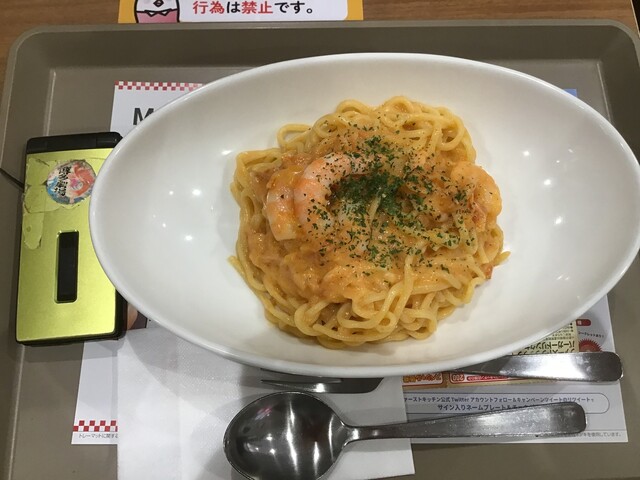 プリプリエビと桜エビのトマトクリームパスタ740円 By 続 呼塚の男 ファーストキッチン あびこショッピングプラザ店 我孫子 ハンバーガー 食べログ