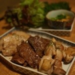 煮込みと惣菜 かん乃 - ガリサー、鶏もも、豚バラ焼き