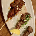 やきとり　アルニコ - レバー3種盛り合わせ　たれ、ねぎSP、塩