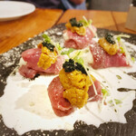 BARBA - 馬肉のマスカルポーネ包み ウニとキャビアのせ