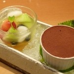 海のしょうげつ - 2012.06　デザート　ティラミス風ババロア、シャンパンジュレ