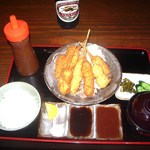串かつ　恵 - 串かつ定食6品とご飯漬物味噌汁付 750円