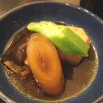 寿し・和食 司 - 煮物（アラ、牛蒡、オクラ、さといもの）