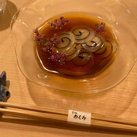 すし処 めくみ - イカそうめんに似た漁師料理～スミイカの海苔と大葉巻き 出汁醤油に紫蘇