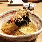おいしいワイン 季節のお料理 ハチアナ - 茄子の焼き浸し。
