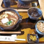 手打うどん　香村 - カレーうどん(1450円)・鶏ごぼう炊き込みご飯(250円)