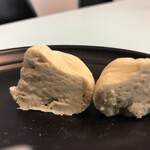 もちたけ - フォークで切ったので、こんな断面になってしまいました(^^;;