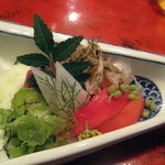 草喰 なかひがし - 6月造り　鯉洗い、朝風胡瓜、胡瓜のムース