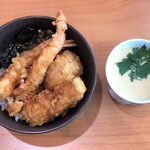 Kura Zushi - （くらランチ）季節の天丼+特製茶碗蒸し付き：５５０円（税込）【２０２０年８月撮影】