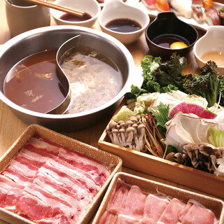 豚の二色鍋しゃぶと握り寿司や料理食べ放題 2380円 Wa Bi Sai 花ごころ 手稲店 はなごころ 手稲 豚しゃぶ 食べログ