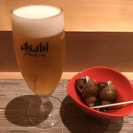 Sushi Hanaki - 生ビールとばい貝