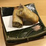 旬菜 おぐら家 - 子持鮎の春巻き揚げ