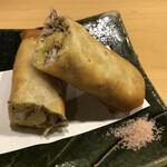 旬菜 おぐら家 - 子持鮎の春巻き揚げ