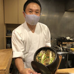 旬菜 おぐら家 - 大将と炊き込みご飯（掲載承諾済）