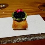 ラ カンロ - 子持ち鮎の春巻き　胡瓜ソース、フレッシュキャビア