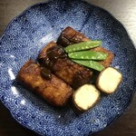 松野醤油 - 厚揚げの肉巻き味噌ソース