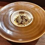 セルサルサーレ - とうもろこしのリゾット サルシッチャ オニオンフライ ケール トリュフ