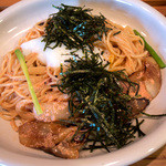 味・ma-ru - 「和風タラボナーラ」（500円）。これに明太子・サラダ、コーヒーまでついてるんです。