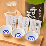 江戸切り 助六そば ぬる燗佐藤 - 日本酒飲み比べ