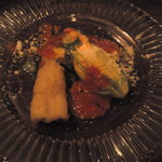 花ズッキーニのりコッタチーズ詰＆穴子のフリット