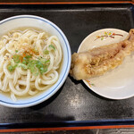 うつ海うどん - かけうどん小　ゲソ天