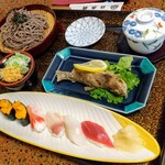 日本橋 - 寿し&やまべから揚げ&そばセット