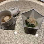 日本料理 とくを - イチジクの料理と松茸と水菜のお浸し