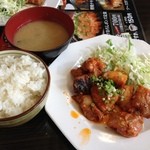 Banchou - 週替わり定食。オーロラソース？ケチャップソースのような鳥肉炒め。