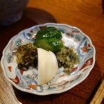 みかわ 是山居 - 2012.07.02：〆の貝柱かき揚げ天茶・香の物