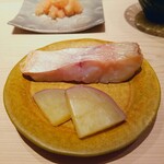 Takaoka - 赤あまだい。骨から取った出汁につけてからふっくら焼き上げます。いつも大好きな一品。