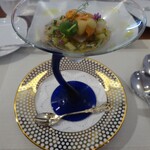 ビストロ ダイア - 愛知県産トウモロコシ”ピュアホワイト”のムース北海道産ホタテの炙りと生雲丹