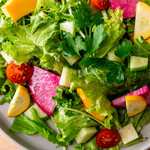Colorful green salad with 7 types of vegetables