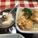 広東飯店 - 唐揚げに杏仁豆腐。