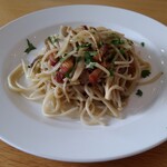 Kafe Kia Kkera - きのことパンチェッタのアーリオオーリオのスパゲッティーニ(低糖質パスタ変更)