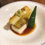 谷中の雀 - 胡麻豆腐に焼き茄子